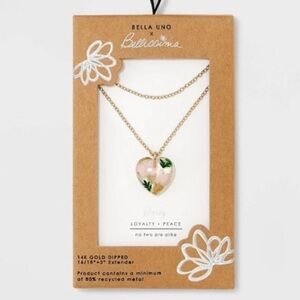Bella Uno Bellissima Pressed Flower Daisy Petal Heart Multi-Strand Necklace New